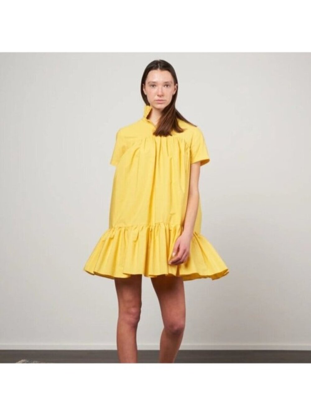 AVN Made in Italy Cotton Sun flower dress, Yellow, Size 40